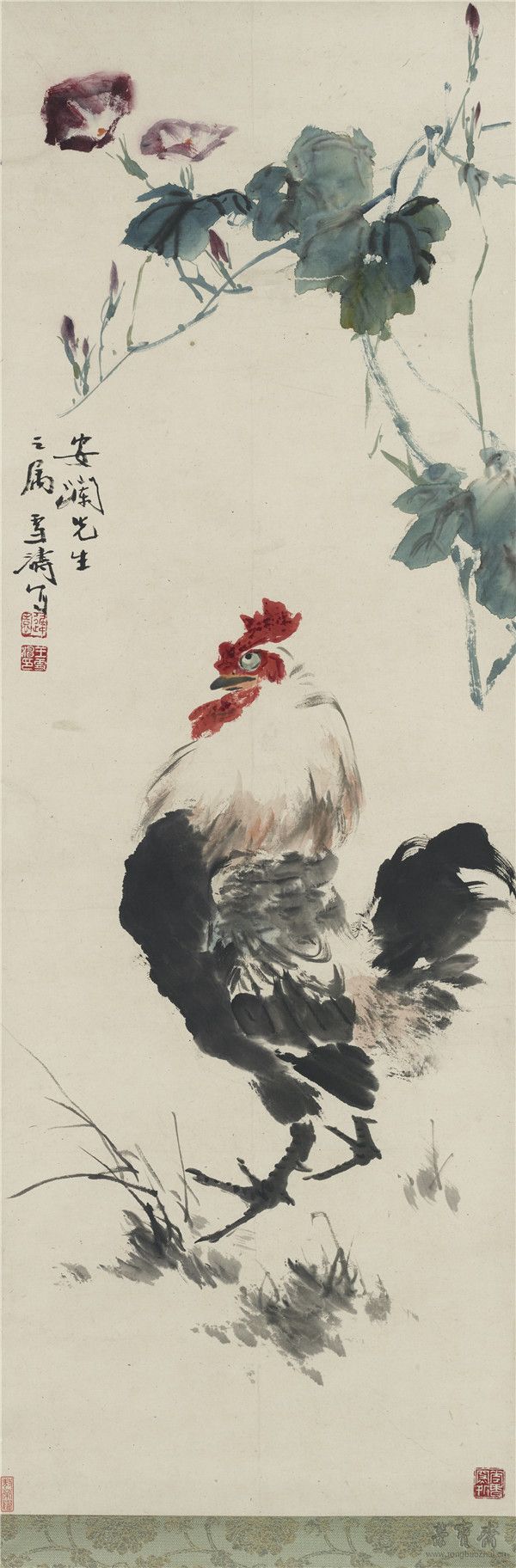 王雪濤 雞 98cm×33cm
